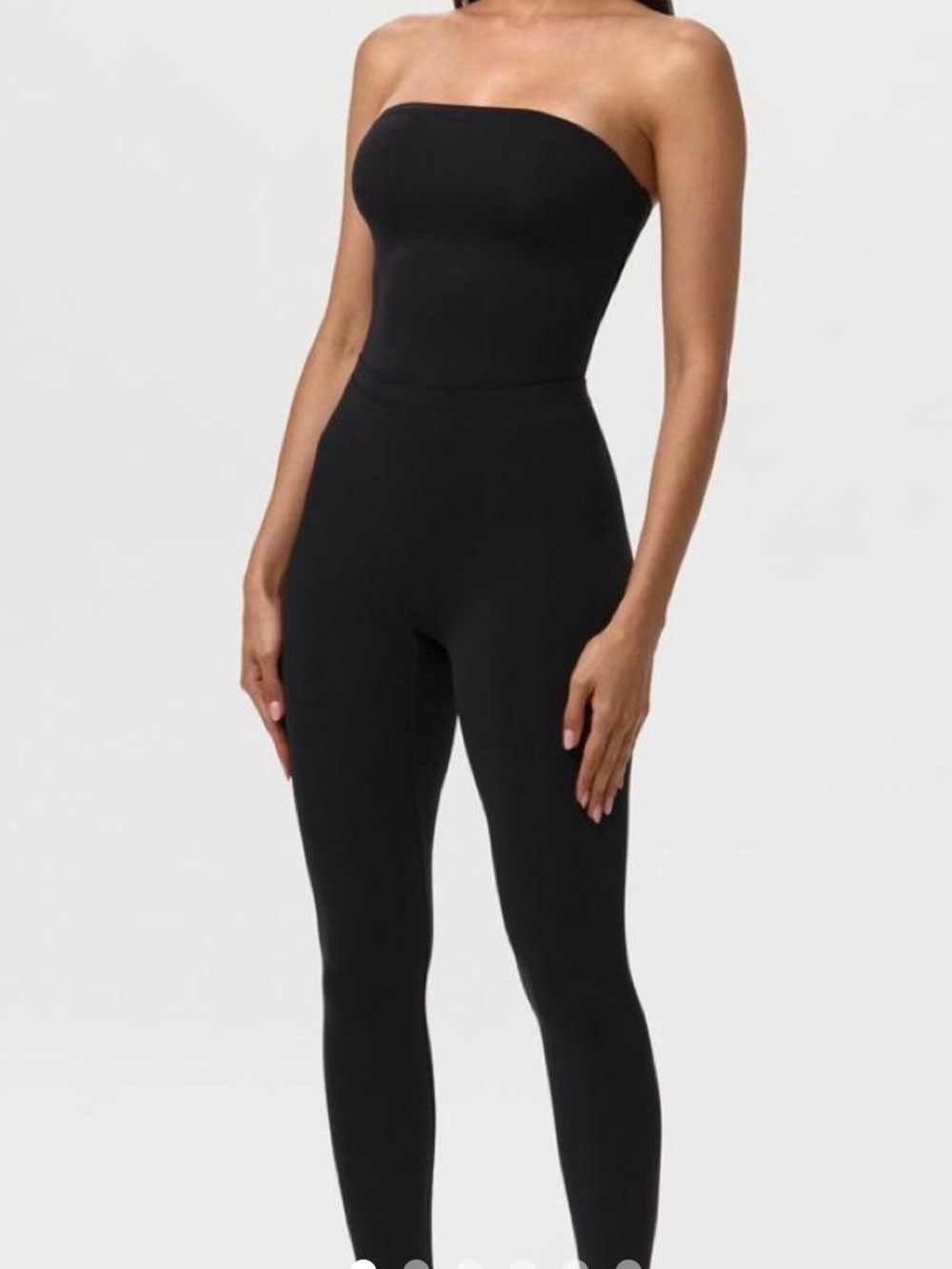 Fashion Nova Black Strapless Bandeau Fitted Jumpsuit Catsuit
